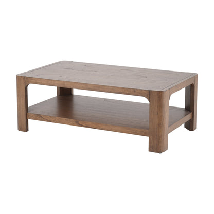 Trevin Rectangular Coffee Table with Open Shelf Storage – 48 Inch Wood-Look Living Room Table